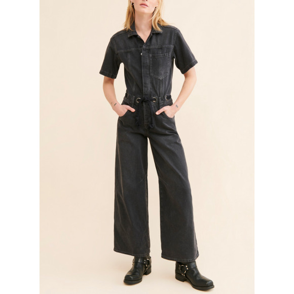 Free People Edison Wide Leg Coverall in Nightlite - Picture 5 of 9